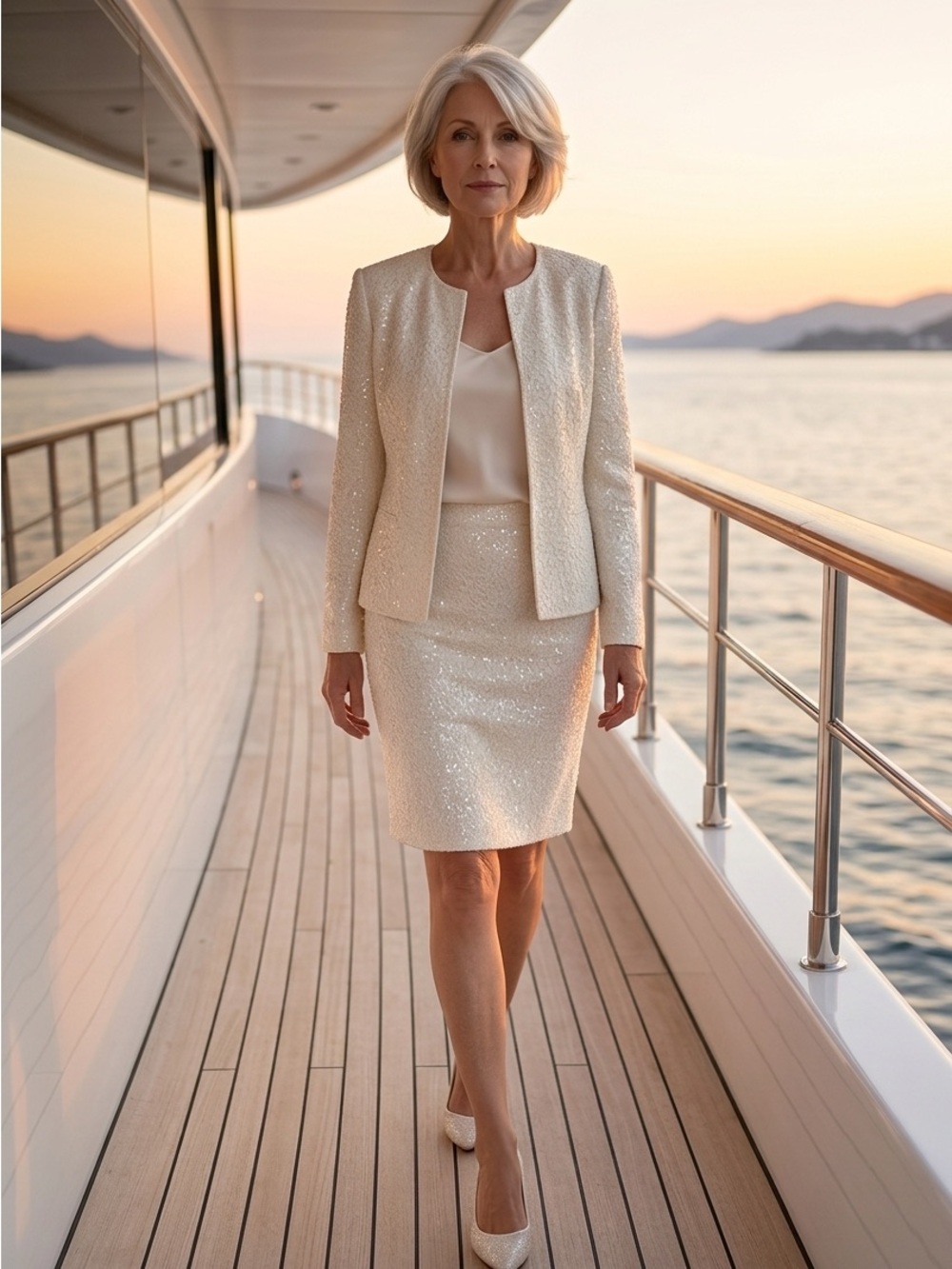Sparkles Beaded Open-Front Evening Jacket